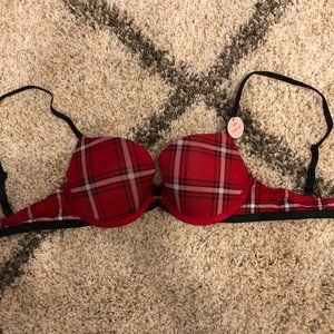 Brand New Forever 21 Red Plaid Pushup Bra